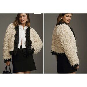 Le Superbe Power Trip Faux Fur Jacket Coat Sz S NWT mspr $575 color black ivory